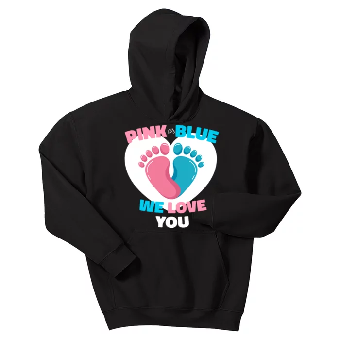 Pink Or Blue We Love You Gender Reval Kids Hoodie