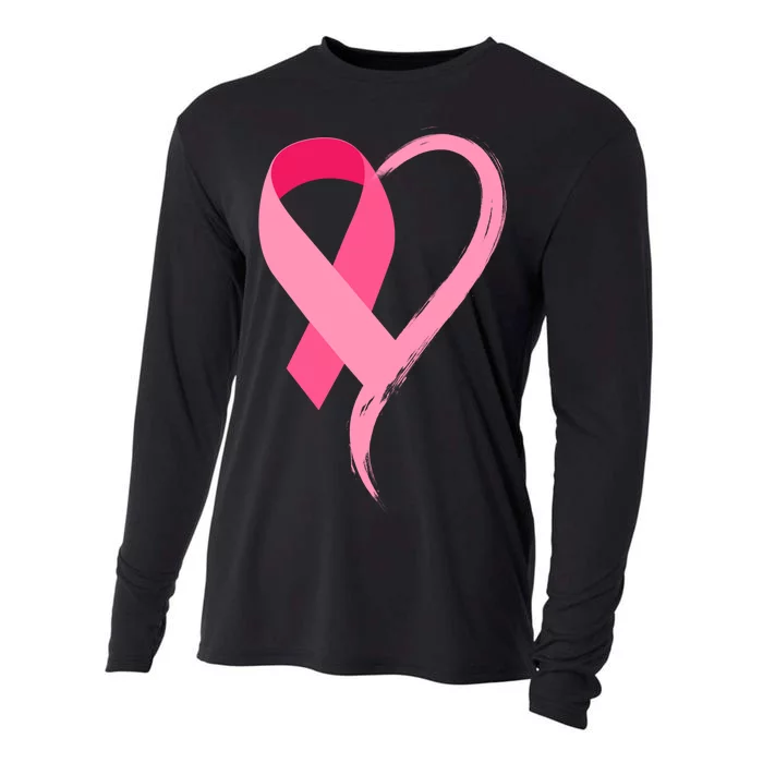 Pink Ribbon Of Love Breast Cancer Awareness Cooling Performance Long Sleeve Crew