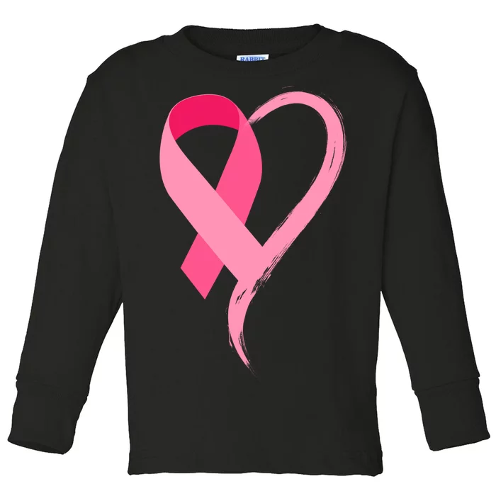 Pink Ribbon Of Love Breast Cancer Awareness Toddler Long Sleeve Shirt