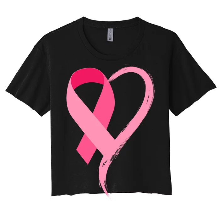 Pink Ribbon Of Love Breast Cancer Awareness Women's Crop Top Tee