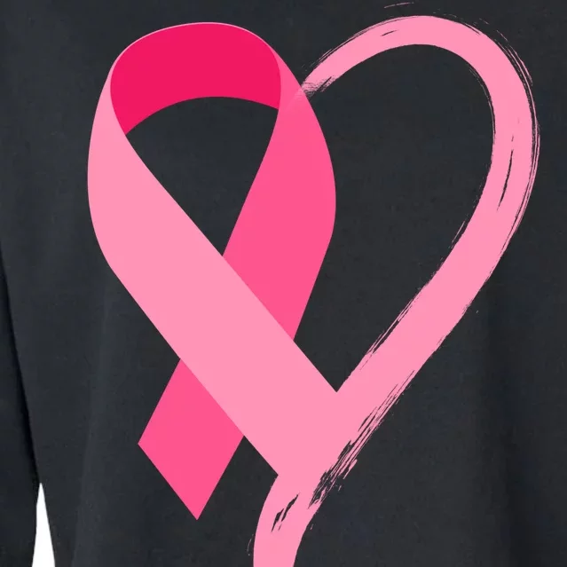 Pink Ribbon Of Love Breast Cancer Awareness Cropped Pullover Crew