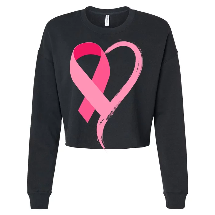 Pink Ribbon Of Love Breast Cancer Awareness Cropped Pullover Crew