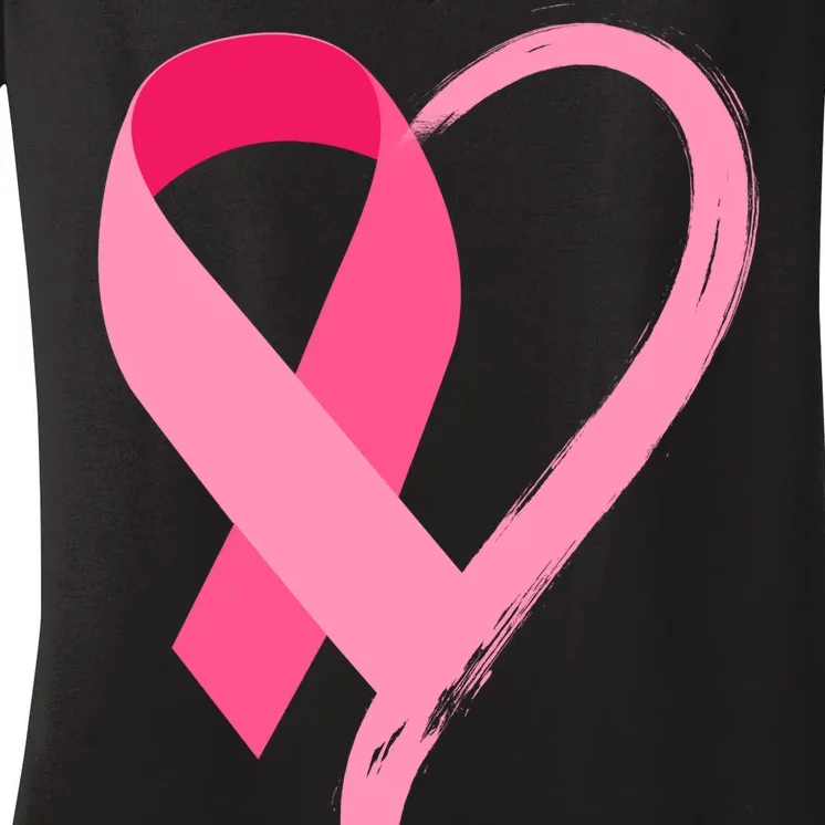 Pink Ribbon Of Love Breast Cancer Awareness Women's V-Neck T-Shirt