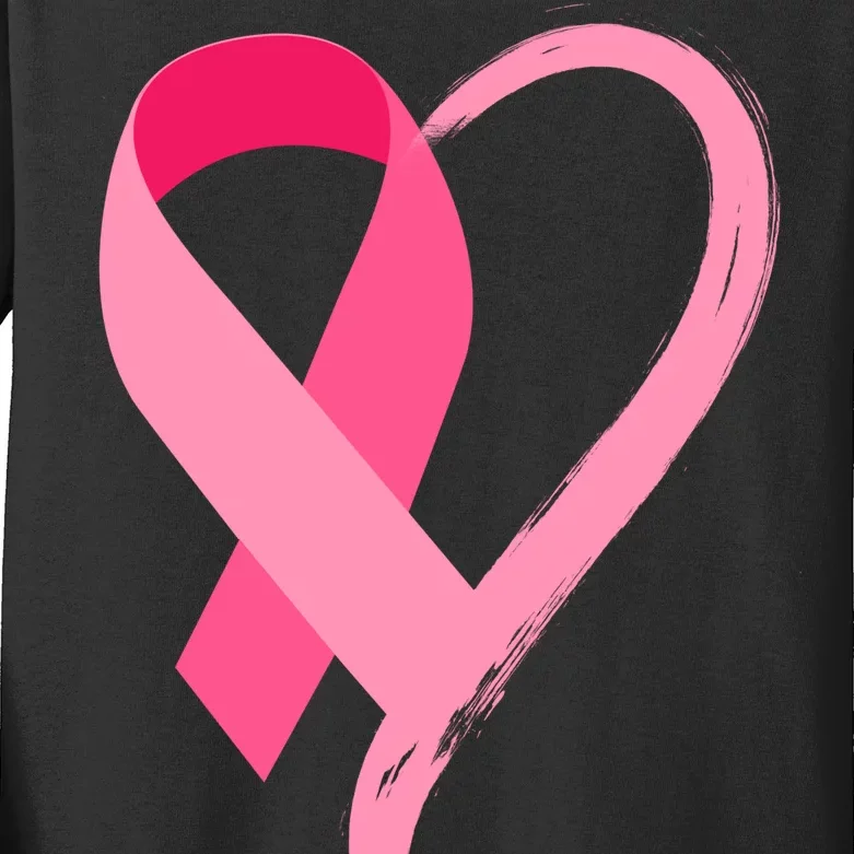 Pink Ribbon Of Love Breast Cancer Awareness Kids Long Sleeve Shirt