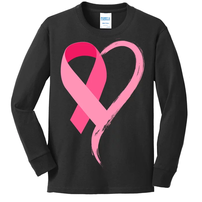 Pink Ribbon Of Love Breast Cancer Awareness Kids Long Sleeve Shirt