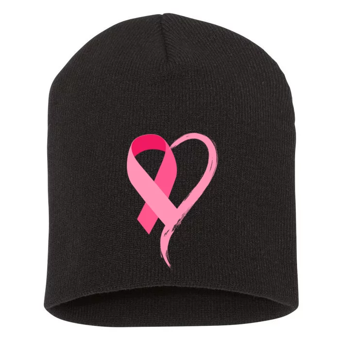 Pink Ribbon Of Love Breast Cancer Awareness Short Acrylic Beanie