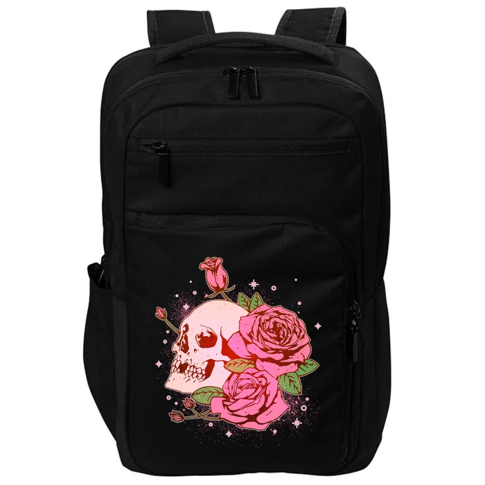 Pink Roses Skull Tattoo Impact Tech Backpack