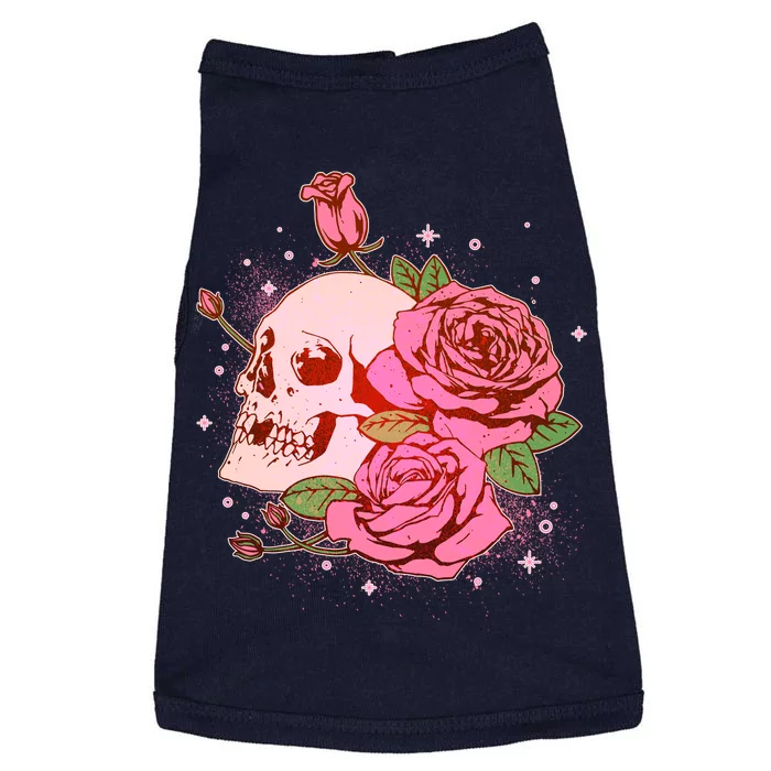 Pink Roses Skull Tattoo Doggie Tank