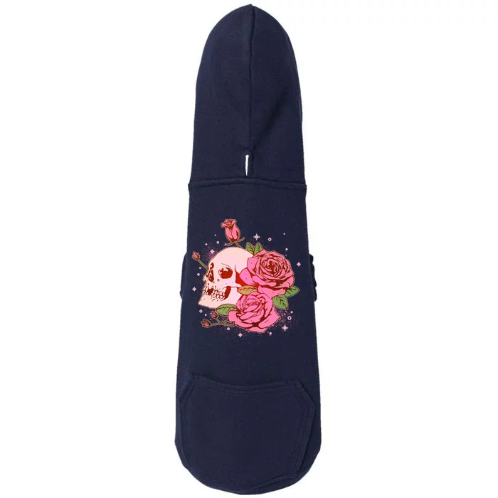 Pink Roses Skull Tattoo Doggie 3-End Fleece Hoodie