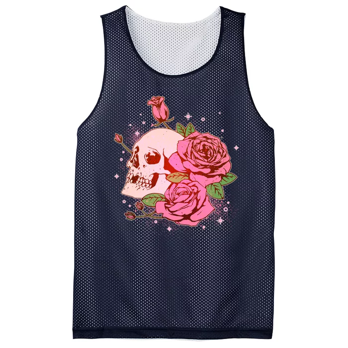 Pink Roses Skull Tattoo Mesh Reversible Basketball Jersey Tank