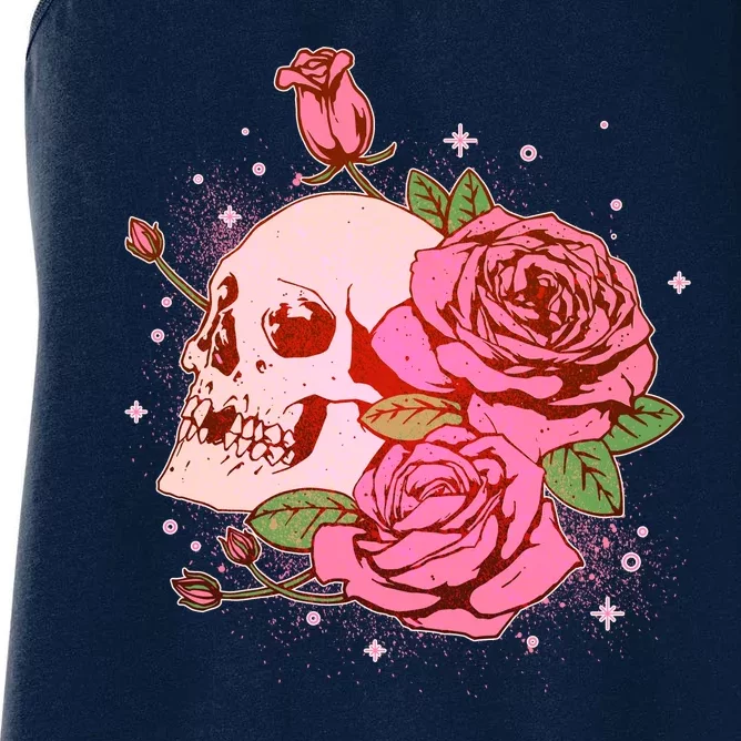 Pink Roses Skull Tattoo Women's Racerback Tank