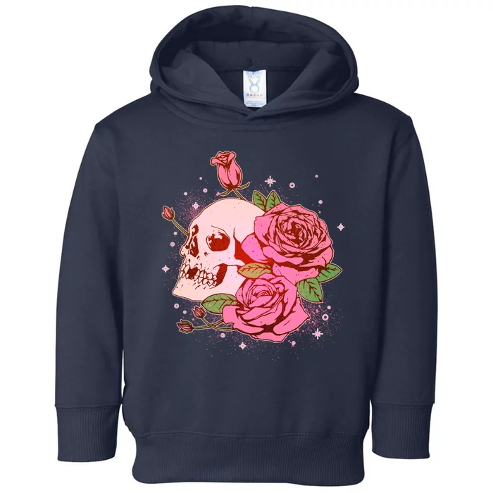 Pink Roses Skull Tattoo Toddler Hoodie