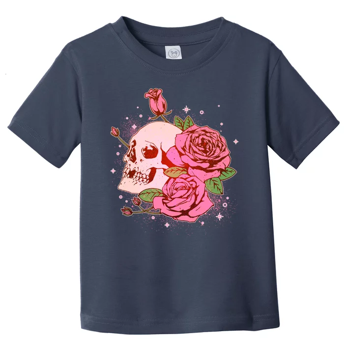 Pink Roses Skull Tattoo Toddler T-Shirt