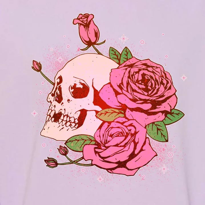 Pink Roses Skull Tattoo Garment-Dyed Sweatshirt