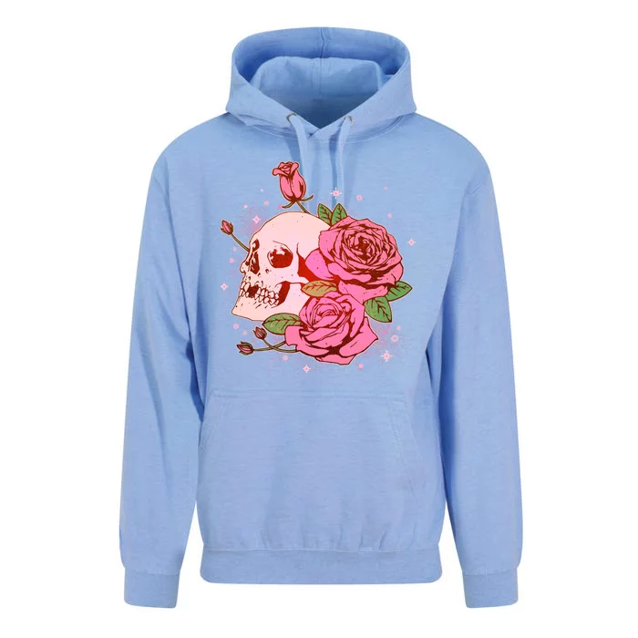 Pink Roses Skull Tattoo Unisex Surf Hoodie