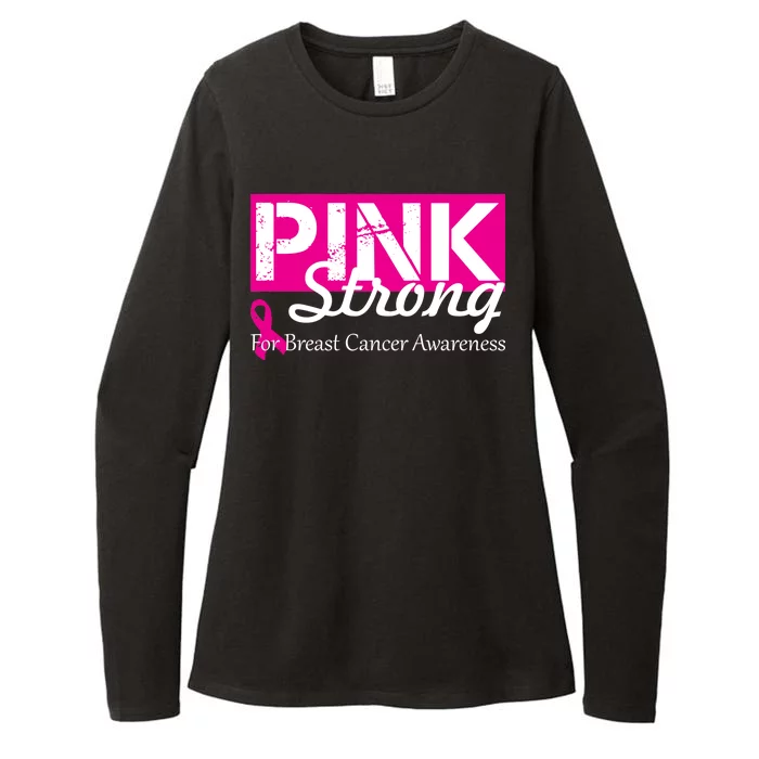 Pink Strong For Breast Cancer Awareness Womens CVC Long Sleeve Shirt