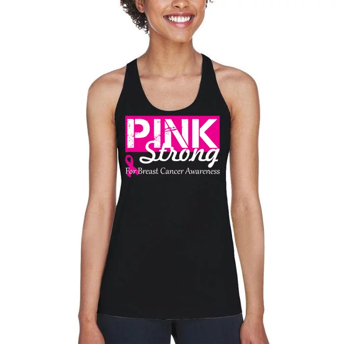 Pink Strong For Breast Cancer Awareness Women's Racerback Tank