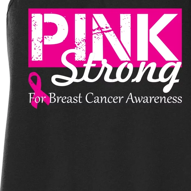 Pink Strong For Breast Cancer Awareness Women's Racerback Tank