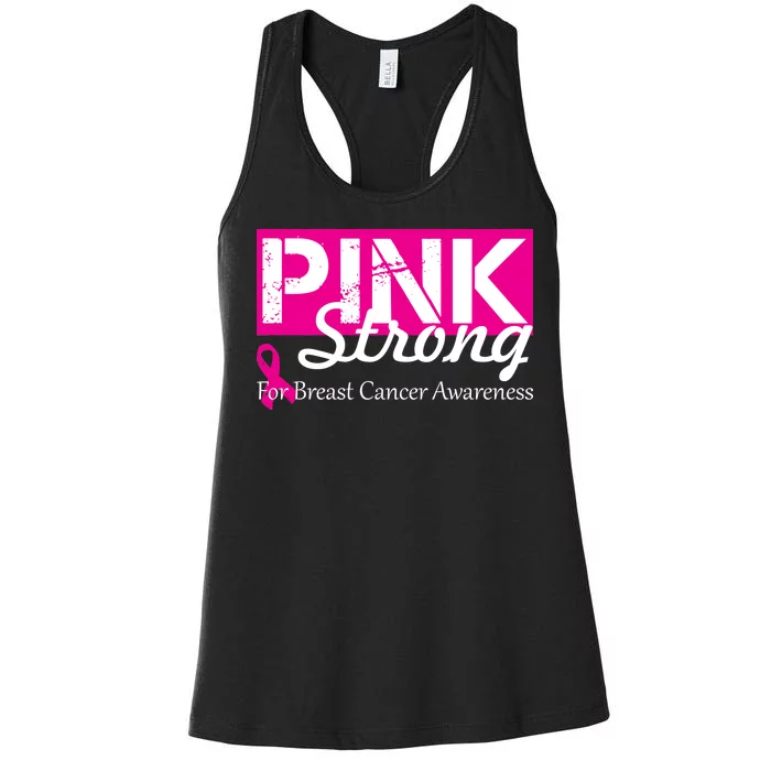 Pink Strong For Breast Cancer Awareness Women's Racerback Tank