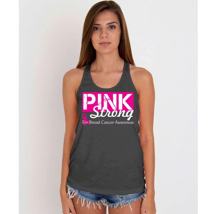 Pink Strong For Breast Cancer Awareness Women's Knotted Racerback Tank