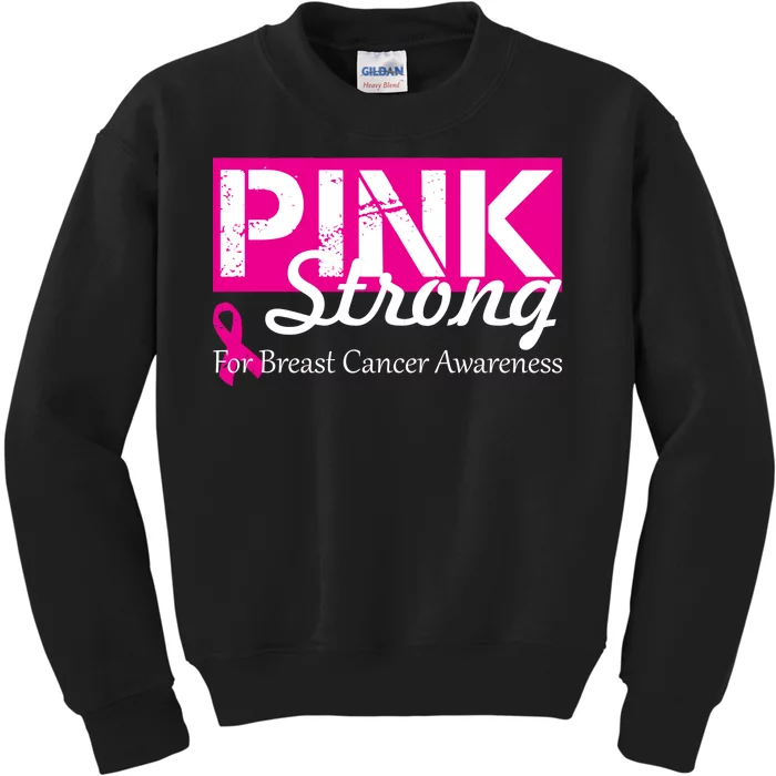 Pink Strong For Breast Cancer Awareness Kids Sweatshirt