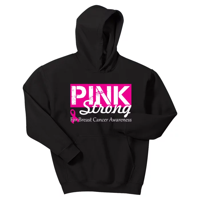 Pink Strong For Breast Cancer Awareness Kids Hoodie