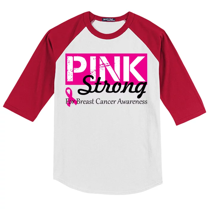 Pink Strong For Breast Cancer Awareness Kids Colorblock Raglan Jersey