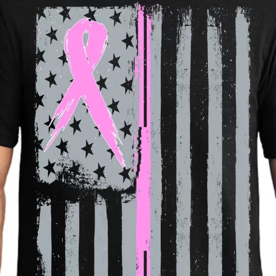 Pink Thin Line Breast Cancer Flag Pajama Set