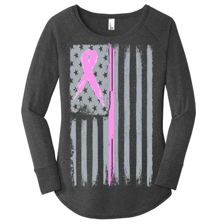 Pink Thin Line Breast Cancer Flag Women’s Perfect Tri Tunic Long Sleeve Shirt