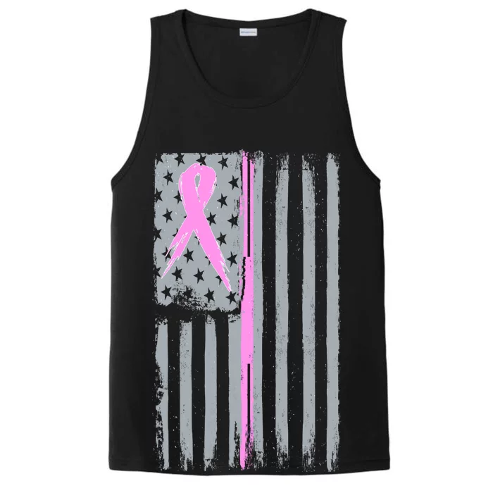 Pink Thin Line Breast Cancer Flag Performance Tank