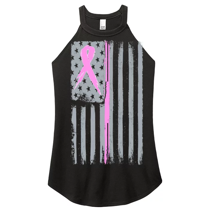 Pink Thin Line Breast Cancer Flag Women’s Perfect Tri Rocker Tank