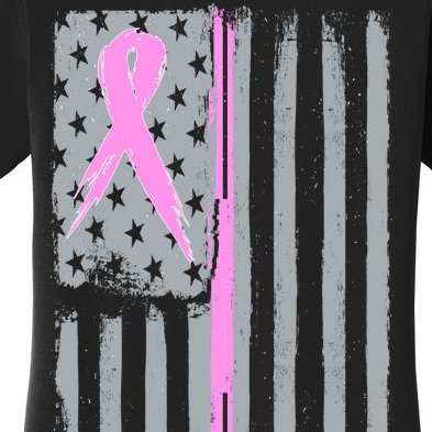 Pink Thin Line Breast Cancer Flag Women's T-Shirt