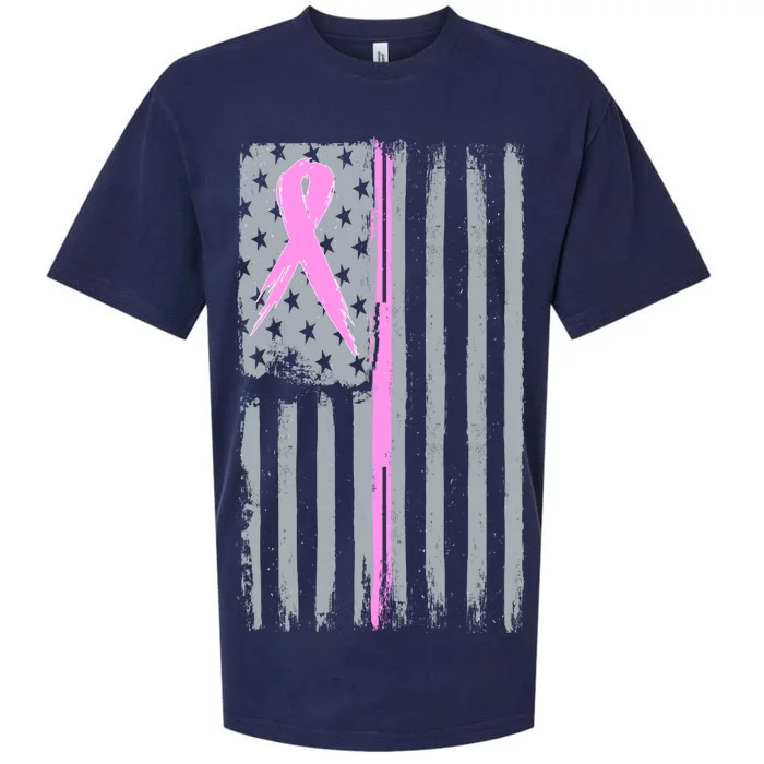 Pink Thin Line Breast Cancer Flag Sueded Cloud Jersey T-Shirt