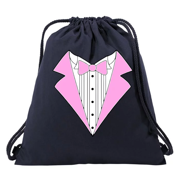 Pink Tux Party Tuxedo Drawstring Bag