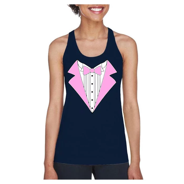 Pink Tux Party Tuxedo Women's Racerback Tank