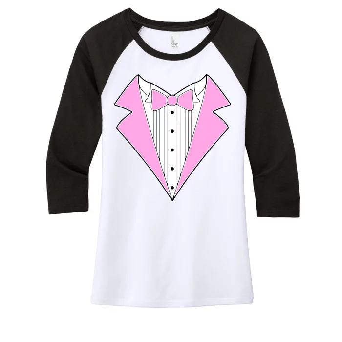 Pink Tux Party Tuxedo Women's Tri-Blend 3/4-Sleeve Raglan Shirt