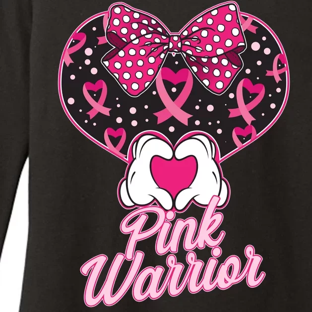 Pink Warrior Breast Cancer Awareness Womens CVC Long Sleeve Shirt