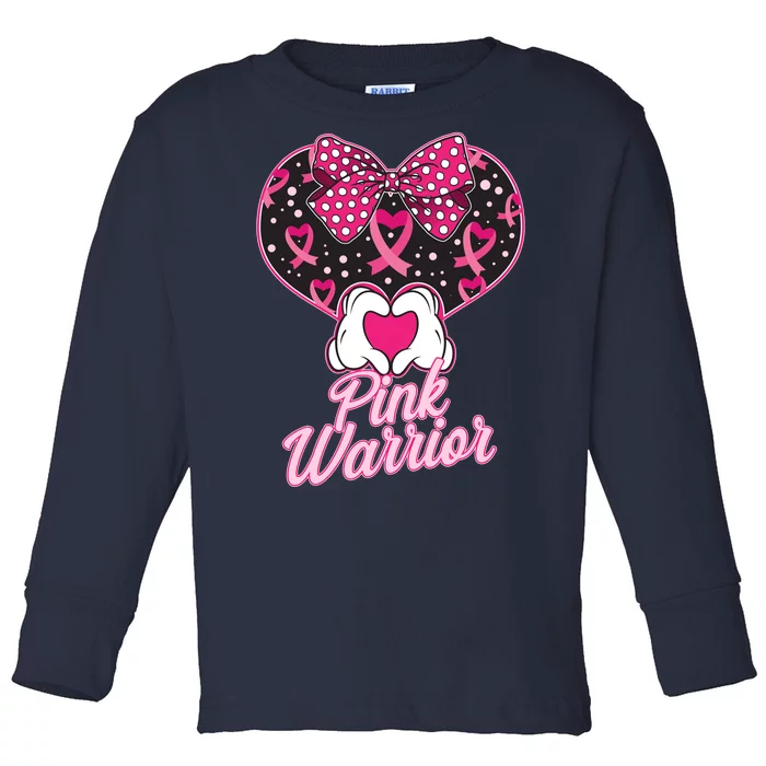 Pink Warrior Breast Cancer Awareness Toddler Long Sleeve Shirt