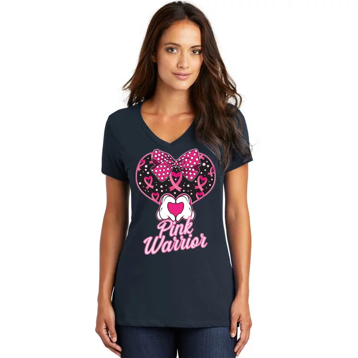 Pink Warrior Breast Cancer Awareness Women's V-Neck T-Shirt