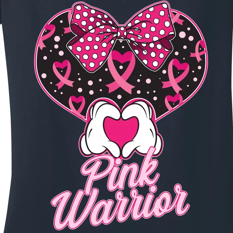 Pink Warrior Breast Cancer Awareness Women's V-Neck T-Shirt