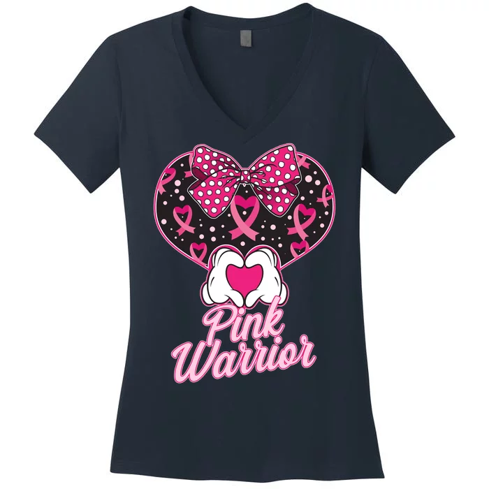 Pink Warrior Breast Cancer Awareness Women's V-Neck T-Shirt