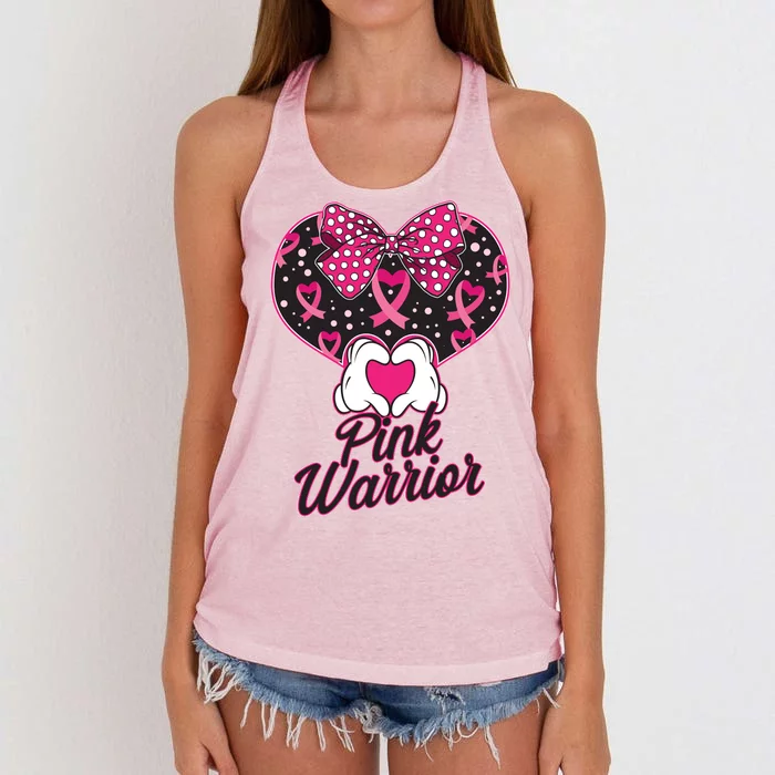 Pink Warrior Breast Cancer Awareness Women's Knotted Racerback Tank