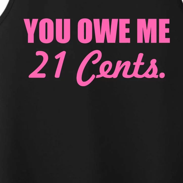 Pink You Owe Me 21 Cents. Feminists Performance Tank