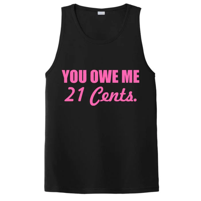 Pink You Owe Me 21 Cents. Feminists Performance Tank