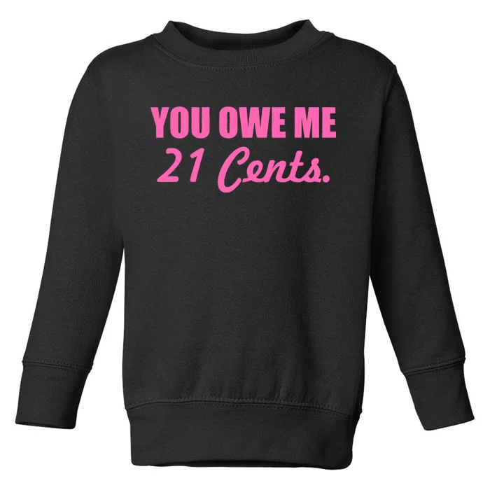 Pink You Owe Me 21 Cents. Feminists Toddler Sweatshirt