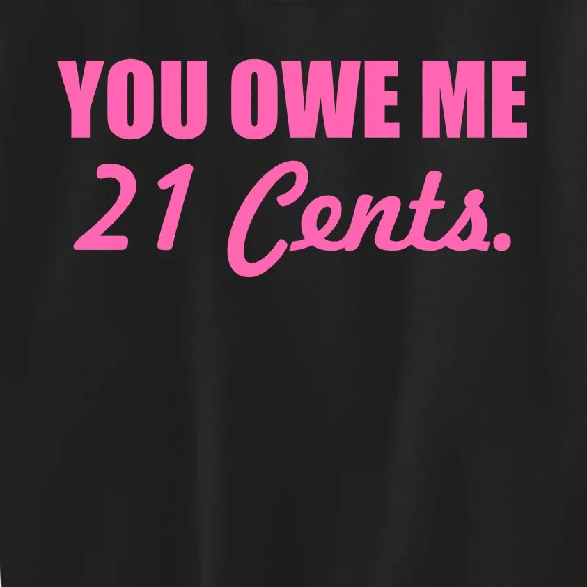 Pink You Owe Me 21 Cents. Feminists Kids Sweatshirt