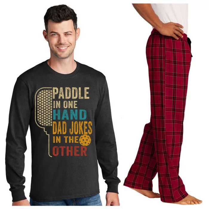 Paddle In One Hand Dad Jokes In The Other Pickleball Funny Long Sleeve Pajama Set