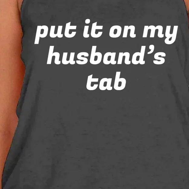 Put It On My Husbands Tab Funny Wifey Wife Women's Knotted Racerback Tank