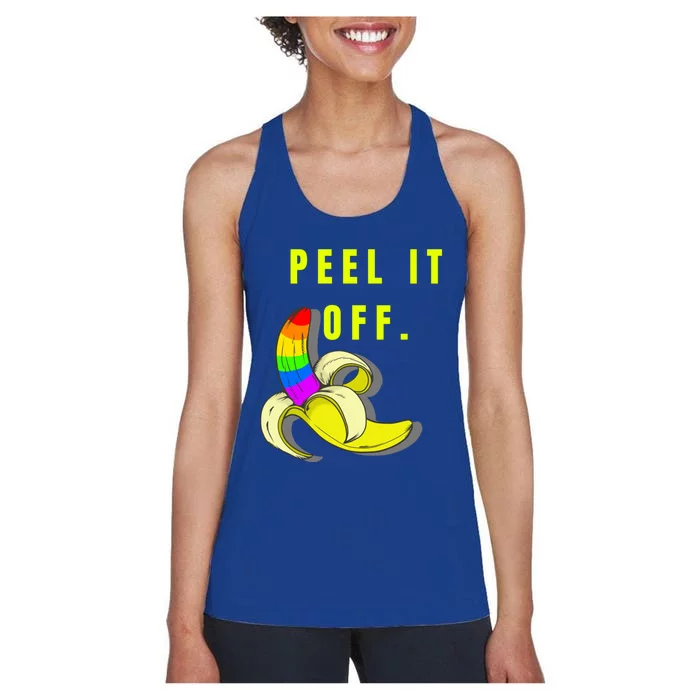 Peel It Off Banana Lesbian Gay Ice Lgbt Pride Gift Women's Racerback Tank