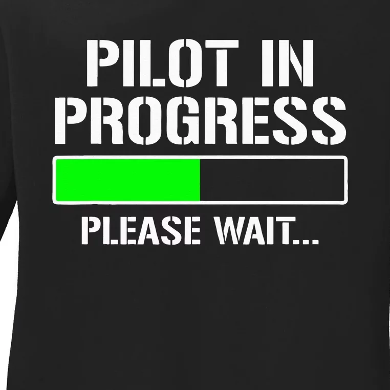 Pilot In Progress Funny Flight School Student Ladies Long Sleeve Shirt